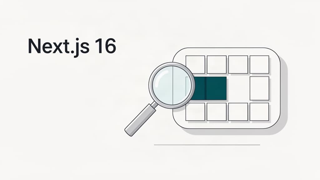 Espace développeur Next.js 16 avec éditeur de code React et barre de compilation Turbopack