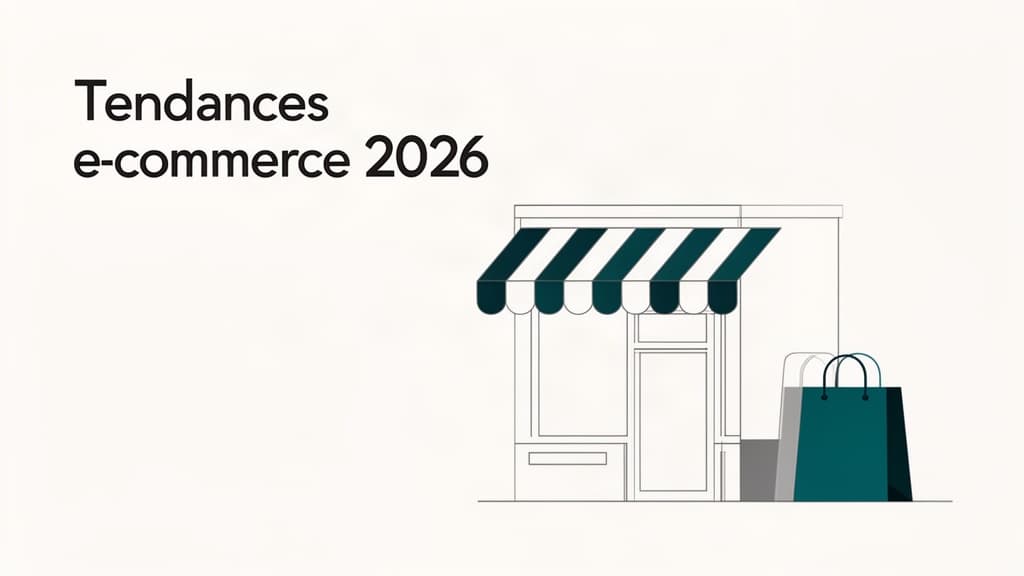 Tendances e-commerce 2026 pour les PME — interface shopping futuriste avec IA