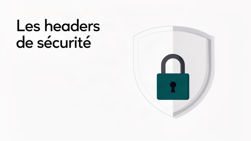 Bouclier de sécurité numérique bleu avec cadenas illustrant les en-têtes HTTP sécurisés
