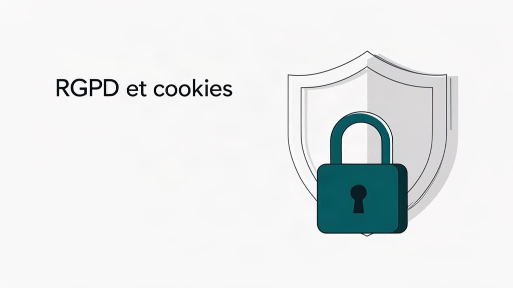 Banneau consentement RGPD cookies avec drapeau européen et étoiles jaunes